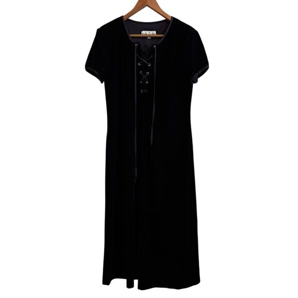 Panache Deep Indigo Sheath Gothic Y2K Midi Whimsy Goth Vintage Dress Size 10 - Picture 1 of 7